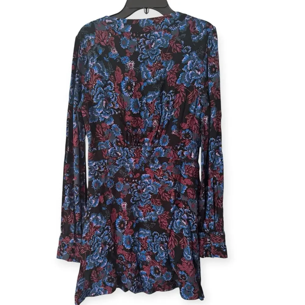 Free People Dark Floral Empire Waist Mini Dress Size 4